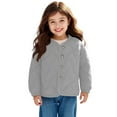 thumbnail image 1 of GiLiling Girls Fleece Jacket - Plush Quilted Button Down Long Sleeve Lightweight Fuzzy Warm Coat Fall Winter Outerwear (Grey, 12-18 Months), 1 of 4