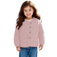 thumbnail image 1 of GiLiling Girls Fleece Jacket - Plush Quilted Button Down Long Sleeve Lightweight Fuzzy Warm Coat Fall Winter Outerwear (Pink, 8-9 Years), 1 of 4
