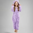 thumbnail image 1 of GiLiling Girls Fleece Jumpsuits Kids Hooded Rompers Costume Fuzzy Cute Onesie Winter Clothes Warm Playsuit Jumper (Light Violet-C, 2-3 Years), 1 of 6