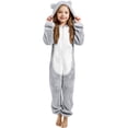 thumbnail image 1 of GiLiling Girl Fleece Zip up Jumpsuits Kids Hooded Rompers Costume Fuzzy Cute Animal Onesie Winter Warm Zipper Playsuit Jumper (Light Ashy, 3-4 Years), 1 of 6