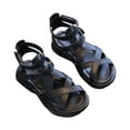 thumbnail image 1 of GiLiling Girls Gladiator Sandals, Open-Toe Adjustable Ankle forefoot Straps PU Upper Non-Slip Thick Sole, Casual Summer Footwear (Black, 11.5-12 Years), 1 of 9