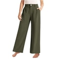 thumbnail image 1 of GiLiling Girls High Waisted Wide Leg Dress Pants Teen Pull On Relaxed Fit Formal Uniform Pants with Pockets (JN, 140), 1 of 8