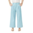 thumbnail image 1 of GiLiling Girls High Waisted Wide Leg Dress Pants Teen Pull On Relaxed Fit Formal Uniform Pants with Pockets (Light Blue, 130), 1 of 8