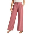 thumbnail image 1 of GiLiling Girls High Waisted Wide Leg Dress Pants Teen Pull On Relaxed Fit Formal Uniform Pants with Pockets (Pink, 150), 1 of 8