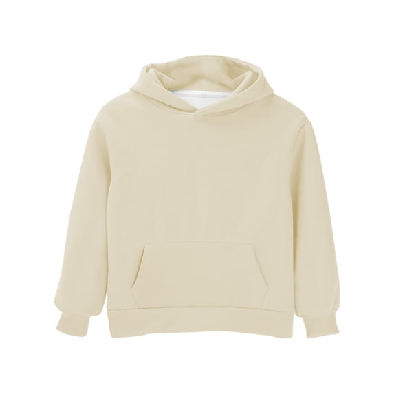 GiLiling Girls Hoodie, Trendy Cute Hooded Sweatshirt with Pocket, Baggy Kids Pullover Long Sleeve Hoody (Beige, 14-15 Years)