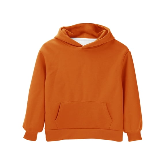 GiLiling Girls Hoodie, Trendy Cute Hooded Sweatshirt with Pocket, Baggy Kids Pullover Long Sleeve Hoody (Orange, 15-16 Years)