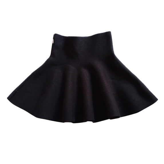 GiLiling Girls Knit Skirts, High-Waist Flared Pleated Skater Skirt, A-Line Above-Knee Casual Skirt for Summer Fall (Black, 2-3 Years)