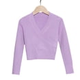 thumbnail image 1 of GiLiling Girls Knitted Deep V-Neck Cross Long Sleeve Ballet Wrap Front Loose Lightweight Sweater Dance Cardigan Pullover Tops Blouse (Purple, 3-4 Years), 1 of 7