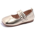 thumbnail image 1 of GiLiling Girls Mary Jane Ballet Flats, Metallic Square-Toe Adjustable Buckle Double Straps, PU Upper Non-Slip Rubber Sole, Princess Dress Casual Footwear (Gold, 3-3.5 Years), 1 of 6