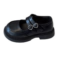 thumbnail image 1 of GiLiling Girls Mary Jane Dress Shoes, Double Strap with Heart Buckle, Thick Non-Slip Sole PU Leather Flats School Casual Footwear (Black, 3.5-4 Years), 1 of 6