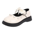 thumbnail image 1 of GiLiling Girls Mary Jane Dress Shoes, Heart Pearl Bow Platform Flats, Adjustable Strap Non Slip Toddler formal Shoes for Kids (Beige, 11-11.5 Years), 1 of 8