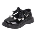 thumbnail image 1 of GiLiling Girls Mary Jane Dress Shoes, Heart Pearl Bow Platform Flats, Adjustable Strap Non Slip Toddler formal Shoes for Kids (Black, 10-10.5 Years), 1 of 8