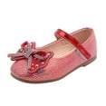 thumbnail image 1 of GiLiling Girls Mary Jane Dress Shoes, Sequin Upper with Rhinestone Bow, Hook-and-Loop Princess Flats for Party Dance Everyday Wear (Red, 3 Years), 1 of 8