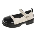 thumbnail image 1 of GiLiling Girls Mary Jane Dress Shoes, Two-Tone PU Leather Pearl Ankle Strap, Non-Slip Sole Flats School Parties Weddings Footwear (Black, 8-9 Years), 1 of 6
