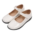 thumbnail image 1 of GiLiling Girls Mary Jane Flats, Adjustable Hook-and-Loop Strap Closed Toe Dress Shoes, Non Slip School Uniform mps for Kids (White, 11.5-12 Years), 1 of 9