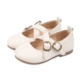 thumbnail image 1 of GiLiling Girls Mary Jane Flats, Retro Cross Strap with Buckle Closure, Soft PU Upper Non-Slip Sole Flats for Parties Weddings Outings (Beige, 2-2.5 Years), 1 of 8