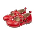 thumbnail image 1 of GiLiling Girls Mary Jane Flats, Retro Cross Strap with Buckle Closure, Soft PU Upper Non-Slip Sole Flats for Parties Weddings Outings (Red, 2-2.5 Years), 1 of 8