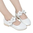 thumbnail image 1 of GiLiling Girls Mary Jane Princess Dress Shoes, Closed-Toe Ballet Flats with Flower, Low Block Heel for Parties Wedding (White, 10.5-11 Years), 1 of 7