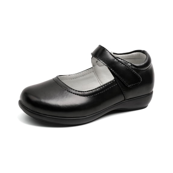 GiLiling Girls Mary Jane School Shoes, Uniform Dress Flats with Adjustable Strap, Non-Slip Soft Sole formal Shoes for Kids (Black, 12-12.5 Years)