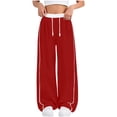 thumbnail image 1 of GiLiling Girls Parachute Pants, Y2K Wide Leg Cargo Sweatpants, Drawstring Waist Joggers with Pockets (Red, 8-9 Years), 1 of 8