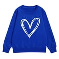 thumbnail image 1 of GiLiling Girls Preppy Heart Sweatshirt, Cute Oversized Pullover, Kids Valentine's Day Graphic Crewneck Athletic Sweater with Pocket (Blue, 7-8 Years), 1 of 5