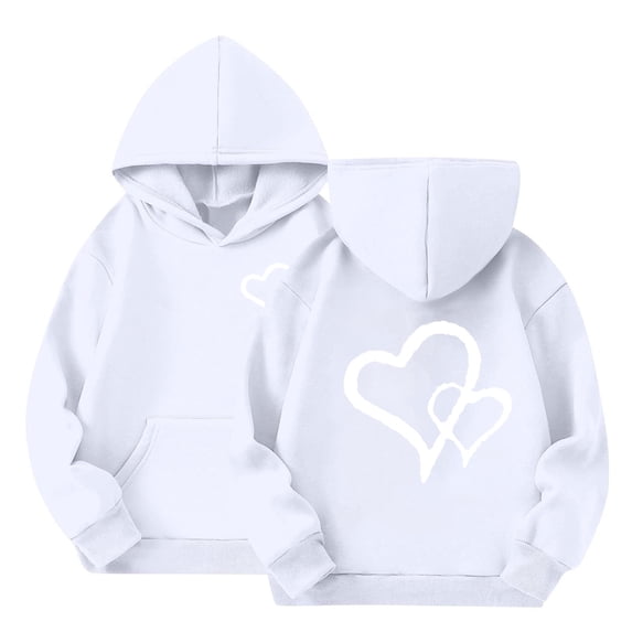 GiLiling Girls Preppy Heart Sweatshirt, Oversized Pullover Sweatshirt, Kids Fall Winter Long Sleeve Cute Print, Trendy Hoodie (Light Ashy, 5-6 Years)