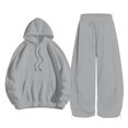thumbnail image 1 of GiLiling Girls Pullover Hoodie with Kangaroo Pocket and Wide Leg Pants Set, Kids 2 Piece Fall Winter Sweatsuit Outfits (Grey, 3-4 Years), 1 of 8