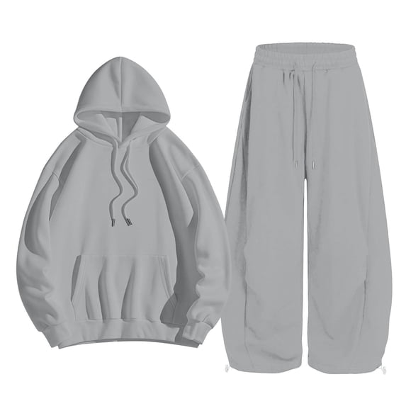 GiLiling Girls Pullover Hoodie with Kangaroo Pocket and Wide Leg Pants Set, Kids 2 Piece Fall Winter Sweatsuit Outfits (Grey, 3-4 Years)