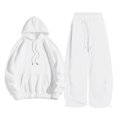 thumbnail image 1 of GiLiling Girls Pullover Hoodie with Kangaroo Pocket and Wide Leg Pants Set, Kids 2 Piece Fall Winter Sweatsuit Outfits (White, 11-12 Years), 1 of 8