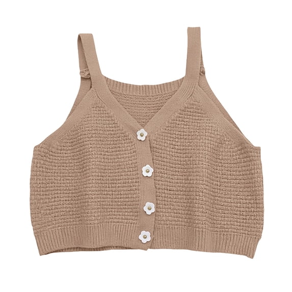 GiLiling Girls Ribbed Tank Top Summer Sleeveless Crop Top Cute Casual Beach Vacation Camisole (Yellow, 12-18 Months)