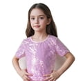 thumbnail image 1 of GiLiling Girls Sequin Performance T Shirt Short Sleeved Summer Lightweight Comfy Soft Casual Round Neck Top (Pink, 11-14 Years), 1 of 4