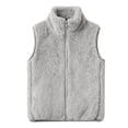 thumbnail image 1 of GiLiling Girls Sherpa Fleece Vest Jacket Boys Fuzzy Mock Neck Zip Up Sleeveless Waistcoat Winter Warm Lightweight Furry Outwear (Grey, 11-12 Years), 1 of 6
