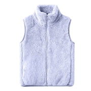GiLiling Girls Sherpa Fleece Vest Jacket Boys Fuzzy Mock Neck Zip Up Sleeveless Waistcoat Winter Warm Lightweight Furry Outwear Sky Blue, 4-5 Years