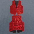 thumbnail image 1 of GiLiling Girls Sparkly Sleeveless Jackets Open Front Ribbed Dance Dress Vest with Pockets Kids Trendy Performance (Red, 3-4 Years), 1 of 3