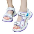 thumbnail image 1 of GiLiling Girls Sport Sandals, Open-Toe Adjustable Hook-and-Loop Straps, Breathable PU Mesh Upper Casual Outdoor Beach Sandals (Purple, 10-10.5 Years), 1 of 5