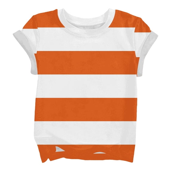 GiLiling Girls Striped T Shirt Short Sleeve Crew Neck Color Block Knit Blouse Pullover Top (Coffee, 12-13 Years)