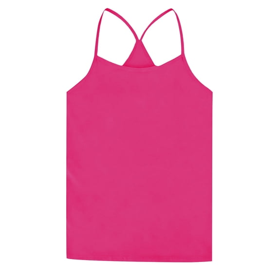 GiLiling Girls Summer Tank Tops Sleeveless Spaghetti Strap Racerback Camisole Kids Cotton Beach Vacation Top (Hot Pink, 5-6 Years)