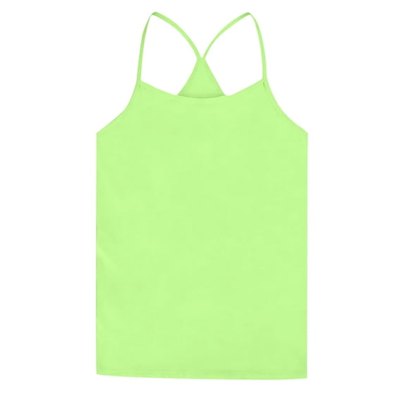 GiLiling Girls Summer Tank Tops Sleeveless Spaghetti Strap Racerback Camisole Kids Cotton Beach Vacation Top (Yellow, 11-12 Years)