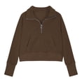 thumbnail image 1 of GiLiling Girls Sweatshirt, Half Zip Cropped Pullover Fleece Quarter Zipper Hoodie, Fall Fashion Outfit Clothes (Coffee, 9-10 Years), 1 of 4
