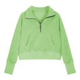 thumbnail image 1 of GiLiling Girls Sweatshirt, Half Zip Cropped Pullover Fleece Quarter Zipper Hoodie, Fall Fashion Outfit Clothes (Light Green, 3-4 Years), 1 of 4
