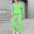 thumbnail image 1 of GiLiling Girls Sweatsuit Two Piece Outfits Hoodie Sweatshirt and Sweatpants Cute Jogger Set Athletic Wear for Kids (Green, 5-6 Years), 1 of 7