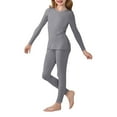 thumbnail image 1 of GiLiling Girls Thermal Underwear Set, Kids Fall Winter Long Sleeve Fleece Shirt and Pants Set, Toddler Boys Girls Plain 2-Piece Outfits (Grey, 18-24 Months), 1 of 8