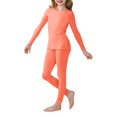 thumbnail image 1 of GiLiling Girls Thermal Underwear Set, Kids Fall Winter Long Sleeve Fleece Shirt and Pants Set, Toddler Boys Girls Plain 2-Piece Outfits (Orange, 13-14 Years), 1 of 8