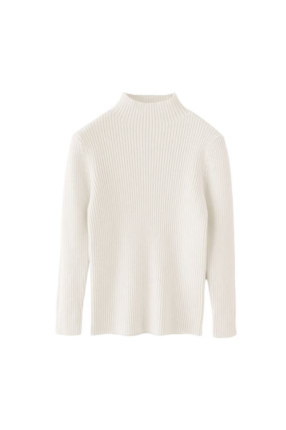 Girls Turtleneck Long Sleeve Sweater Ribbed Knit Slim Fit Pullover Top for Fall Winter Wear (Beige, 2-3 Years)