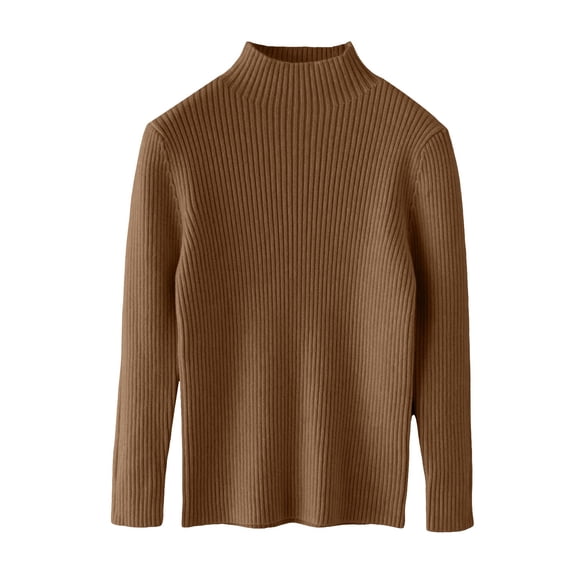 GiLiling Girls Turtleneck Long Sleeve Sweater Ribbed Knit Slim Fit Pullover Top for Fall Winter Wear (Coffee, 8-9 Years)