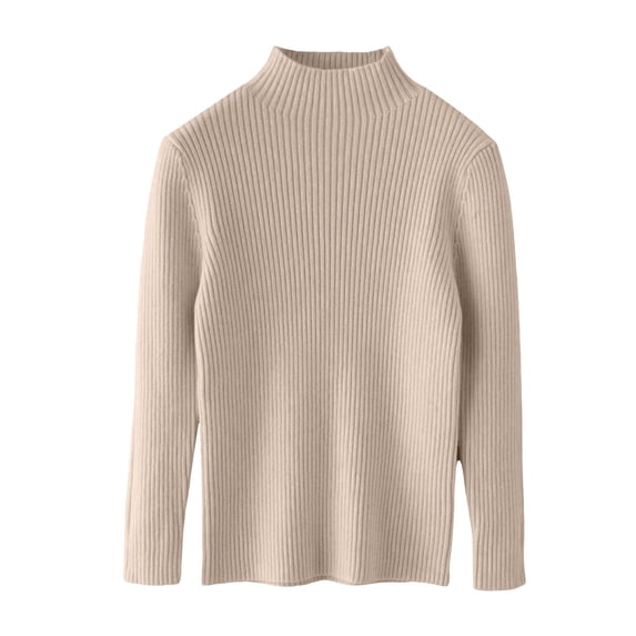 GiLiling Girls Turtleneck Long Sleeve Sweater Ribbed Knit Slim Fit Pullover Top for Fall Winter Wear (Light Yellow, 7-8 Years)