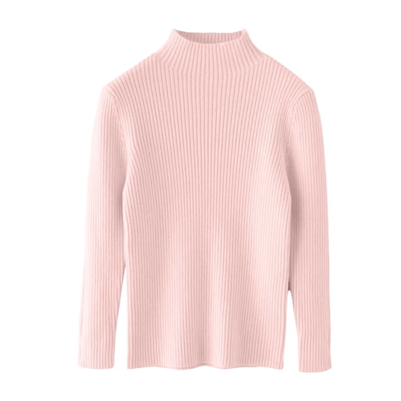 GiLiling Girls Turtleneck Long Sleeve Sweater Ribbed Knit Slim Fit Pullover Top for Fall Winter Wear (Pink, 6-7 Years)