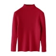 thumbnail image 1 of GiLiling Girls Turtleneck Long Sleeve Sweater Ribbed Knit Slim Fit Pullover Top for Fall Winter Wear (Red, 6-7 Years), 1 of 7