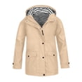 thumbnail image 1 of GiLiling Girls Waterproof Rain Jacket Kids Windproof Windbreaker Zip up Button down Hooded Raincoat Trendy Pocket Jacket (Beige, 13-14 Years), 1 of 8