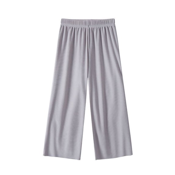 GiLiling Girls Wide Leg Pants, Flowy Stretch Palazzo Trousers, Loose Lounge Pants with High Elastic Waist (Grey, 100)